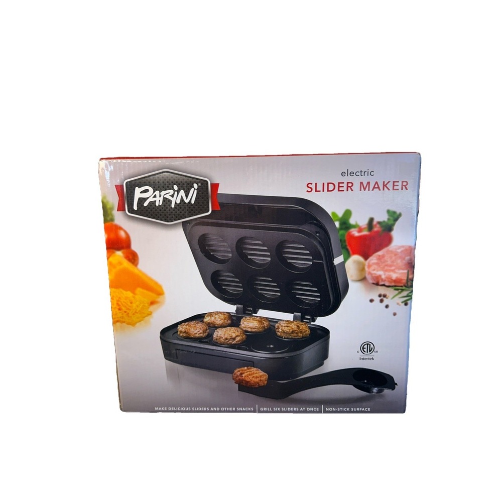 Parini Electric Slider Maker Non Stick Surface Grills 6 Sliders-NIB